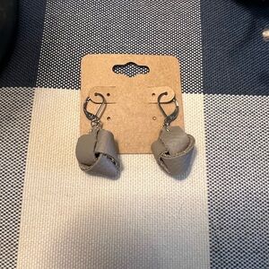 Handmade full grain leather knot earrings